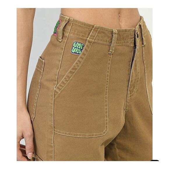 Empyre Womens Marlo Canvas Cargo Y2K Skater Pants - Bronze Brown, Jr. Size 13 - Picture 7 of 15